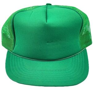 Vintage Blank Trucker Hat Cap Snap Back Green Plain 90s Y2K Deadstock Adult